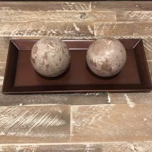 Candles and metal tray